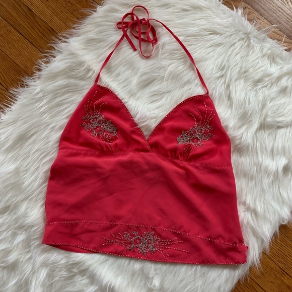 Jennifer Lopez Tops - JLo Pink Beaded Halter Top